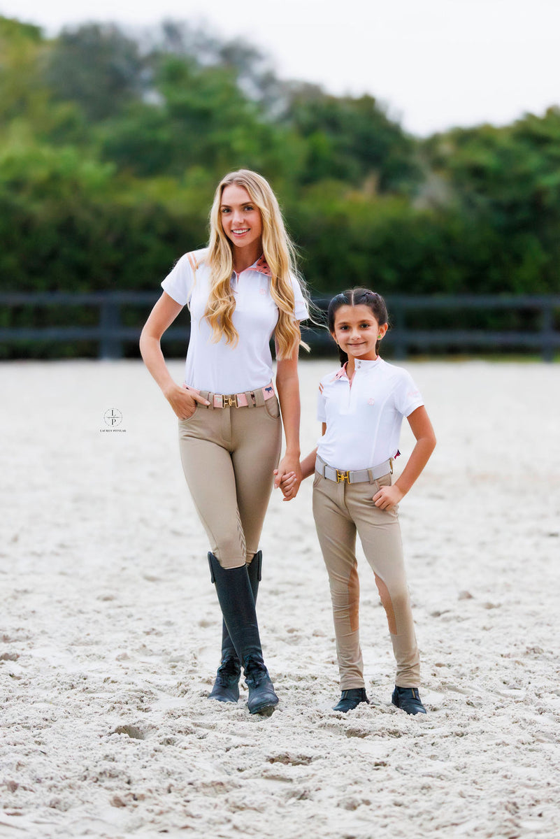 Short Sleeve Show Shirt - Peach Trotting Ponies – Kathryn Lily