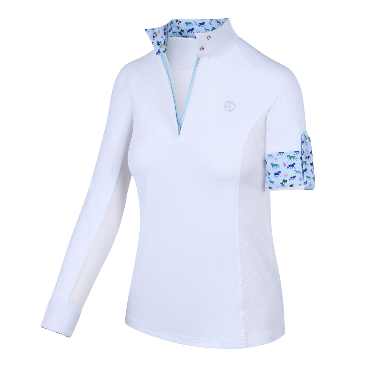 Sunshirt- White with Sage – Kathryn Lily Equestrian