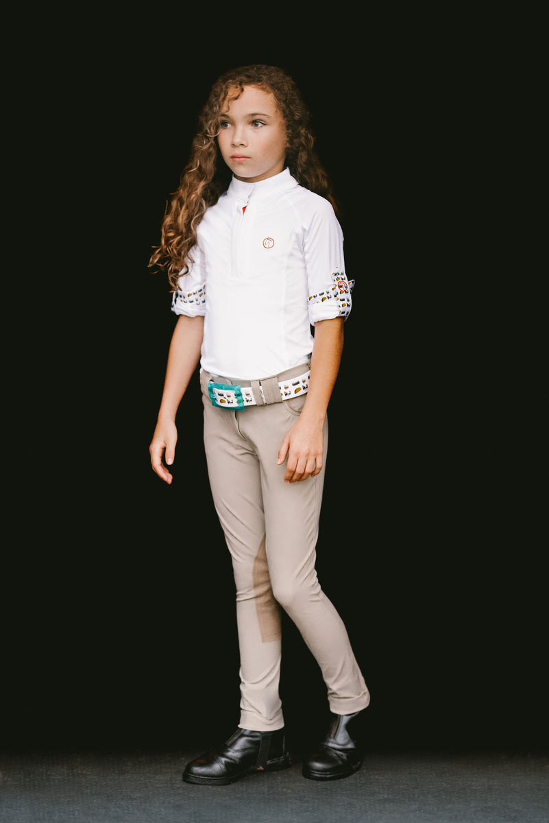 Sunshirt- White with Sage – Kathryn Lily Equestrian