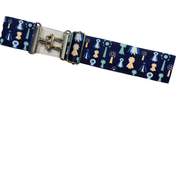 Adjustable Elastic Belt- Navy Ribbons