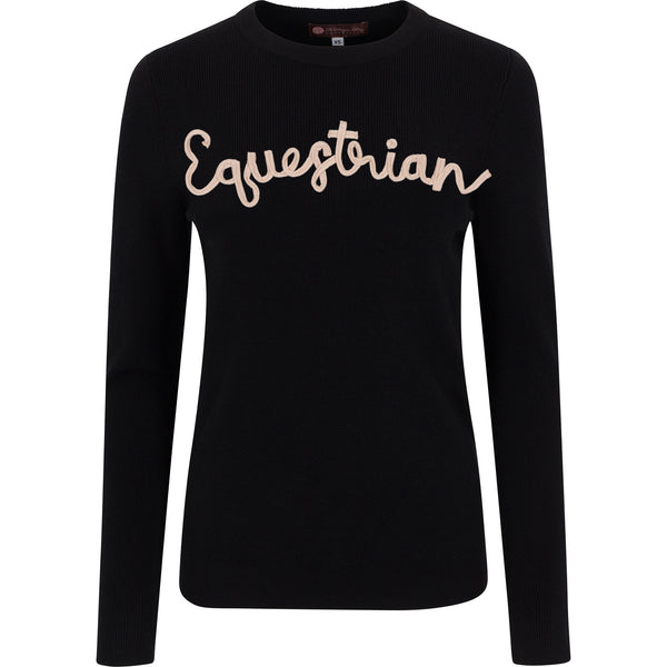 Sweater- Equestrian in Black/Tan