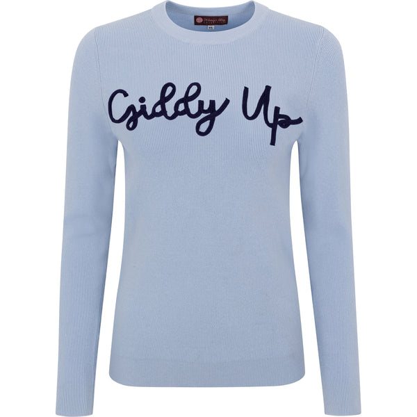 Sweater- Giddy Up in Light Blue