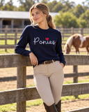 Sweater- Navy Ponies
