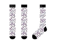 Tall Boot Socks -Purple Horse Shoes