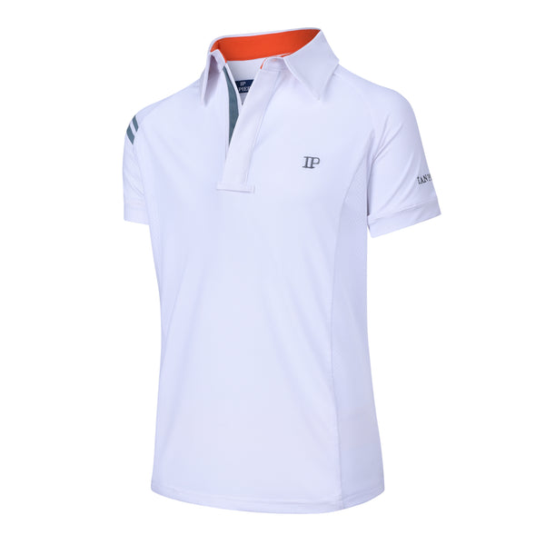 Ian Pierce ProAir3 Show Shirt- White Short Sleeve Orange/Navy