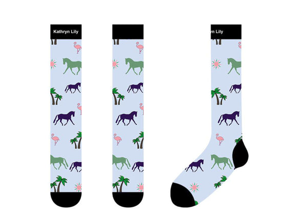 Tall Boot Socks - Palms and Ponies