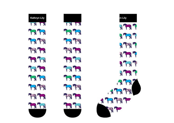 Tall Boot Socks - horses with Blankets
